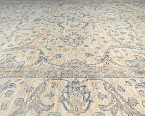 13x17 Zeigler Beige Afghan Hand Knotted Wool Area Rug